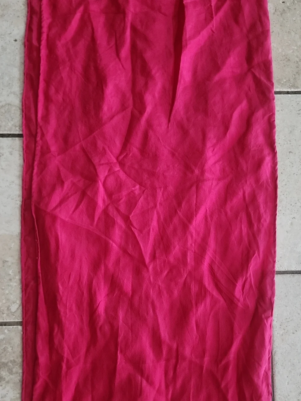 Vtg Made In Korea Sanded Silk Fuschia Pink Scarf